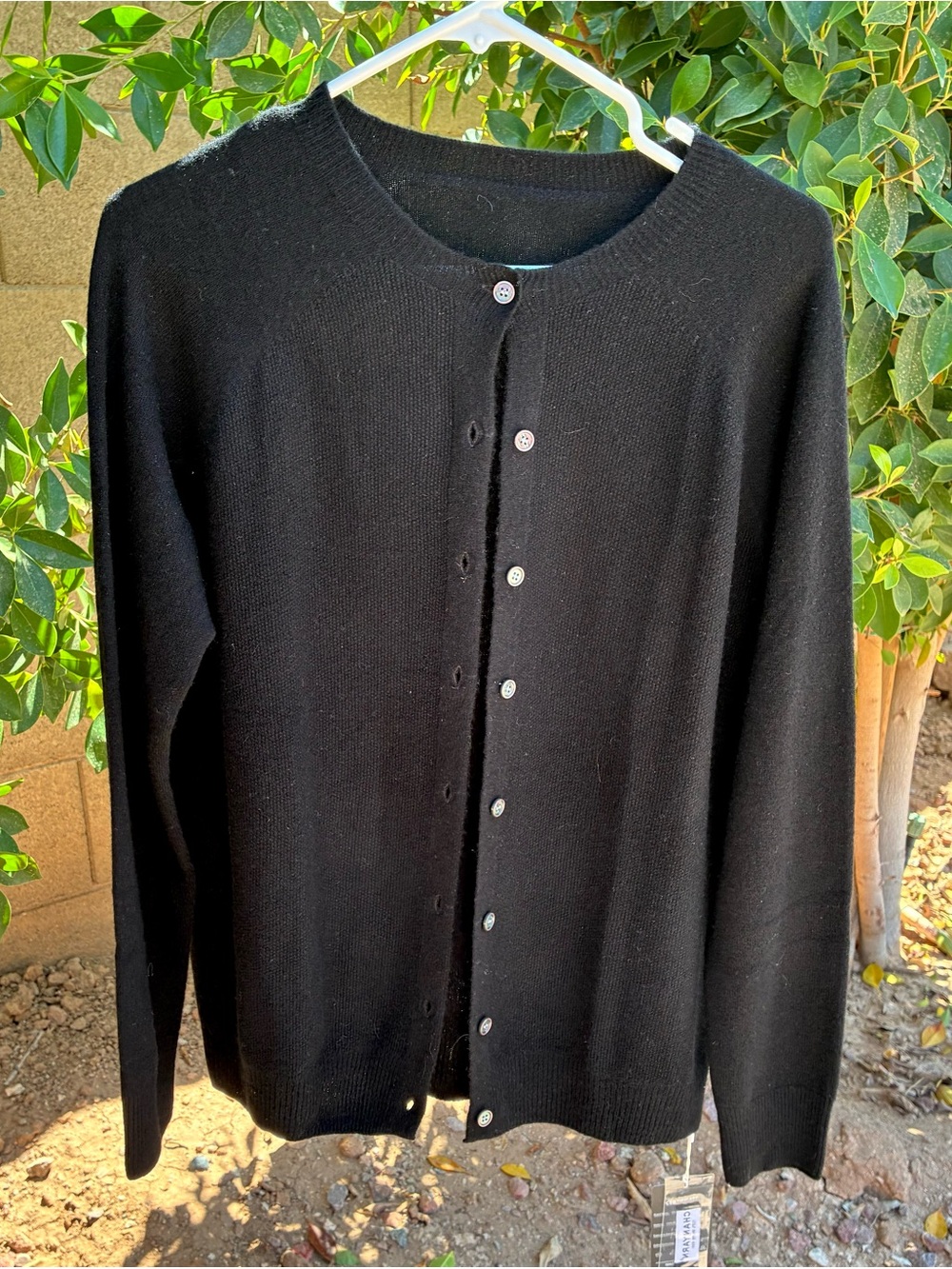 Chanyarn NWT X Fine Merino Wool Classic Black Women's Cardigan Sweater